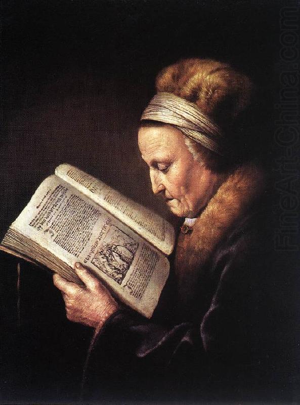 Old Woman Reading a Bible dfg, DOU, Gerrit